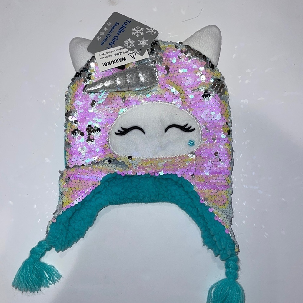 NEW TODDLER GIRLS SEQUINS CRITTER UNICORN HAT